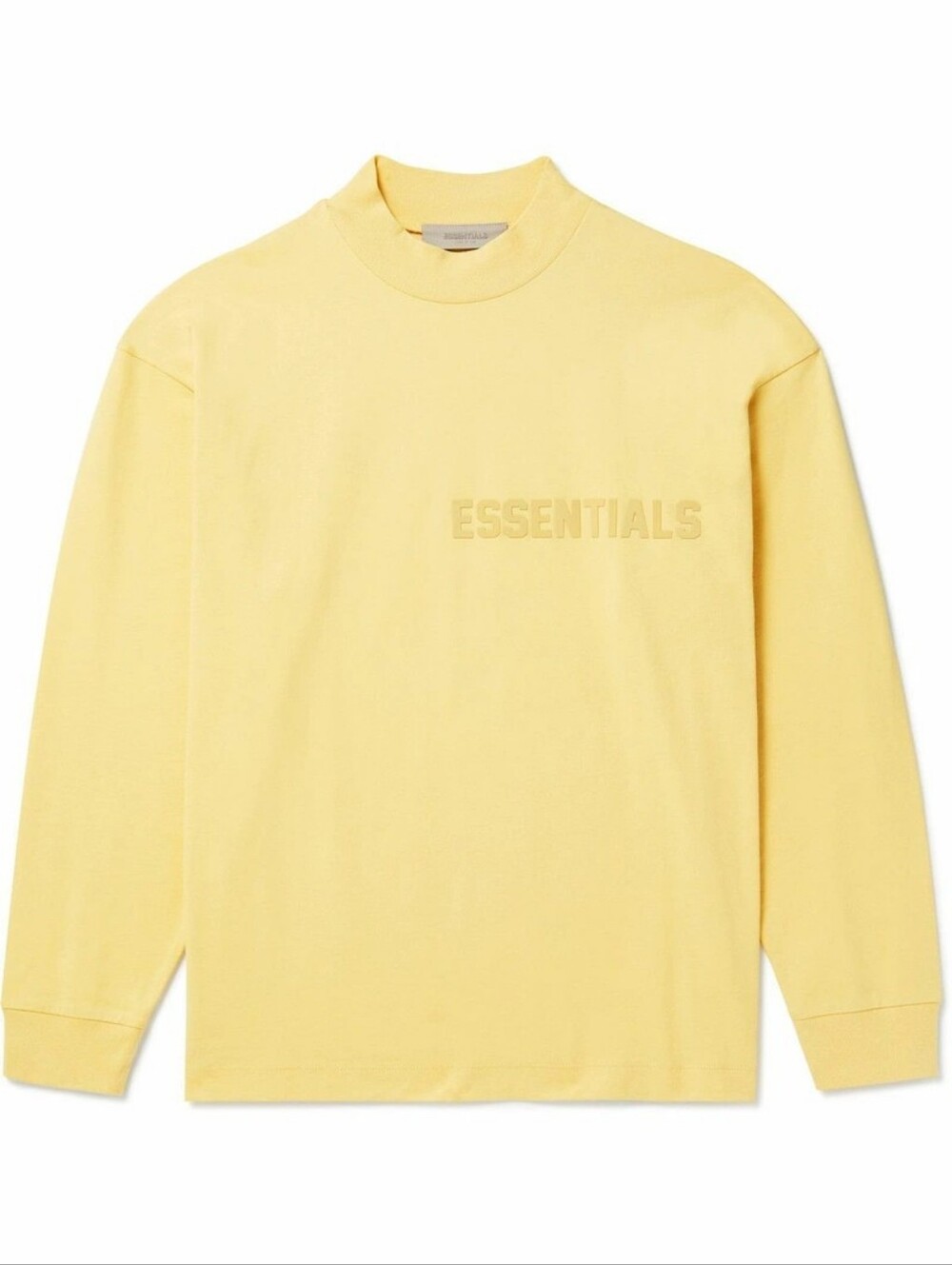 NWT FEAR OF GOD ESSENTIALS Logo-Appliquéd Cotton-Jersey Mock-Neck T-Shirt Yellow